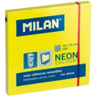 Öntapadó jegyzettömb 76x76 mm 100 lap Milan neon sárga