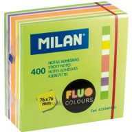   Öntapadó jegyzettömb 76x76 mm 400 lap Milan "Fluo" fluo színek