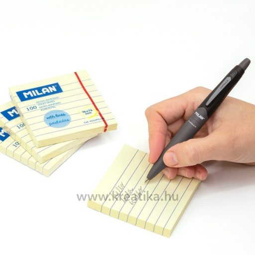 Öntapadó jegyzettömb 76x76 mm 100 lapos, vonalazott Milan sárga