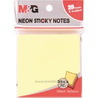 Öntapadó jegyzettömb 76x76 mm 4x25 lap M&G neon színek