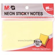 Öntapadó jegyzettömb 76x127 mm 4x25 lap M&G neon színek