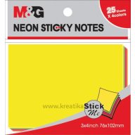 Öntapadó jegyzettömb 76x102 mm 4x25 lap M&G neon színek