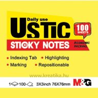   Öntapadó jegyzettömb 76x76 mm 100 lapos M&G "Ustic" sárga