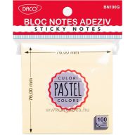   Öntapadó jegyzettömb 76x76 mm 100 lap Daco pasztell sárga