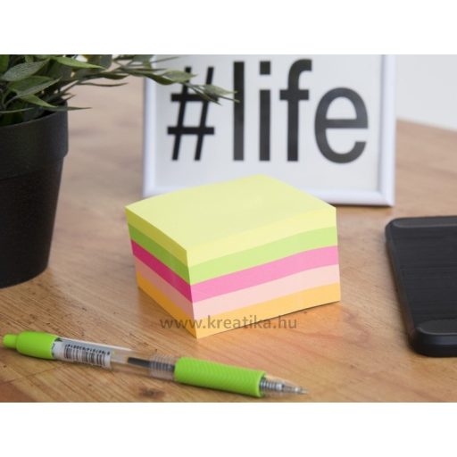Öntapadó jegyzettömb 76x76 mm 400 lap d.rect neon színek