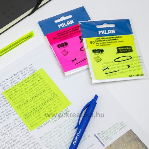 Jelölőcímke 76x76 mm 50 lap Milan áttetsző rózsaszín