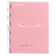   Spirálfüzet A/5 5x24 lapos, négyzetrácsos MQ "Emotions" rózsaszín