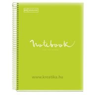   Spirálfüzet A/5 5x24 lapos, vonalas MQ "Emotions" lime
