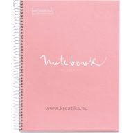   Spirálfüzet A/4 5x24 lapos, négyzetrácsos MQ "Emotions" rózsaszín