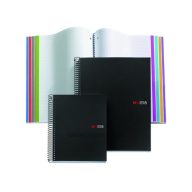   Spirálfüzet A/5 8x25 lapos, négyzetrácsos MQ "Notebook" 8 fekete