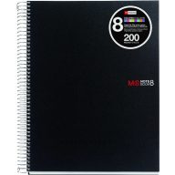   Spirálfüzet A/4 8x25 lapos, négyzetrácsos MQ "Notebook" 8 fekete