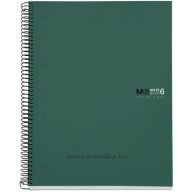   Spirálfüzet A/5 6x25 lapos, négyzetrácsos MQ "Notebook" 6 sötétzöld