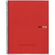   Spirálfüzet A/6 6x25 lapos, négyzetrácsos MQ "Notebook" 6 piros