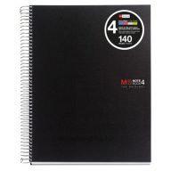   Spirálfüzet A/6 140 lapos, négyzetrácsos MQ "Notebook" 4 fekete
