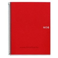   Spirálfüzet A/6 4x35 lapos, négyzetrácsos MQ "Notebook" 4 piros
