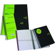   Spirálfüzet A/6 4x25 lapos, négyzetrácsos, újrahasznosított MQ "Recycled" fekete