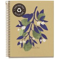   Spirálfüzet A/5 4x30 lapos, négyzetrácsos, újrahasznosított MQ "ECO" Branch Fruits