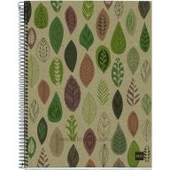   Spirálfüzet A/5 4x30 lapos, vonalas, újrahasznosított MQ "ECO" Leaves