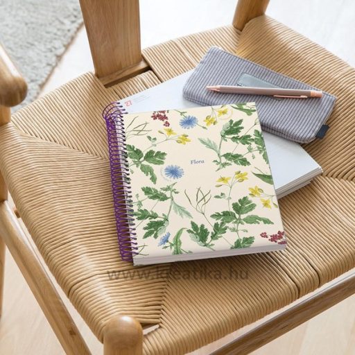 Spirálfüzet A/5 4x25 lapos, sima MQ "Botanical Flora" Mediterraneo