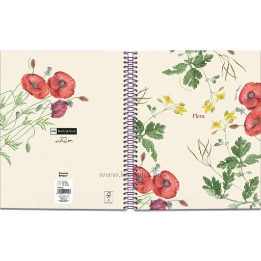 Spirálfüzet A/5 4x25 lapos, vonalas MQ "Botanical Flora" Poppy