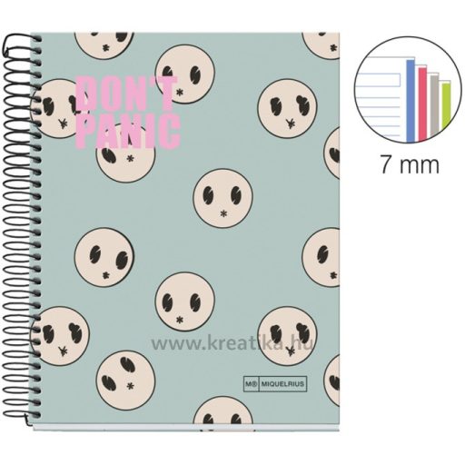 Spirálfüzet A/5 4x35 lapos, vonalas MQ A/5 "Don't Panic