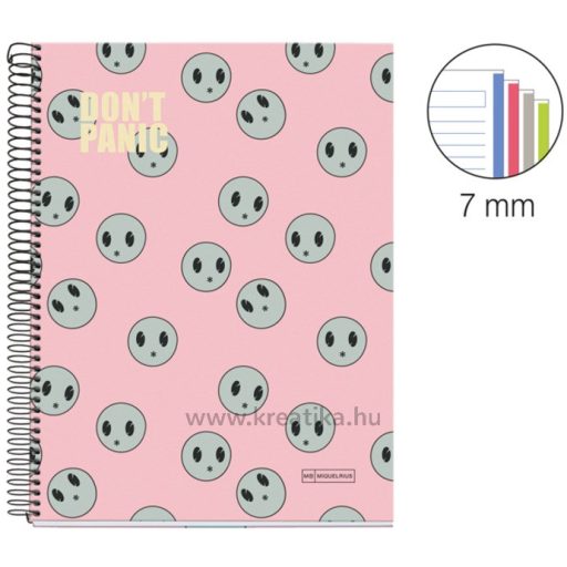 Spirálfüzet A/4 4x35 lapos, vonalas MQ "Don't Panic