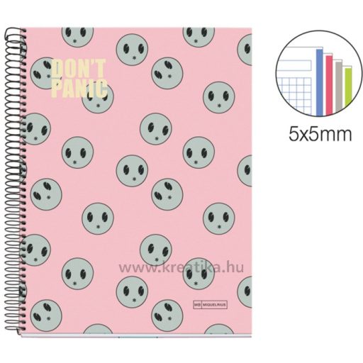 Spirálfüzet A/4 4x35 lapos, négyzetrácsos MQ "Don't Panic