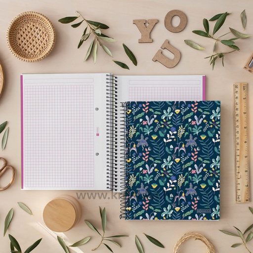 Spirálfüzet A/4 4x30 lapos, négyzetrácsos MQ "Jungle