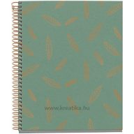   Spirálfüzet A/5 4x30 lapos, vonalas MQ "Leaves" Mallorca zöld