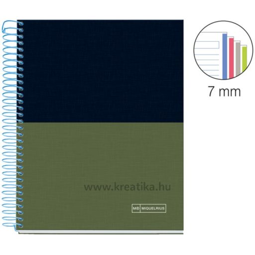 Spirálfüzet A/5 4x35 lapos, vonalas MQ "Rider" Green