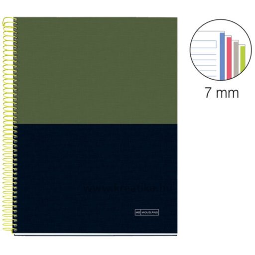 Spirálfüzet A/4 4x35 lapos, vonalas MQ "Rider" Green