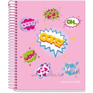   Spirálfüzet A/5 4x30 lapos, vonalas MQ "Wow" rózsaszín