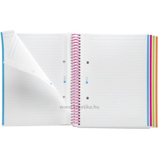 Spirálfüzet A/5 4x30 lapos, vonalas MQ "Wow" rózsaszín