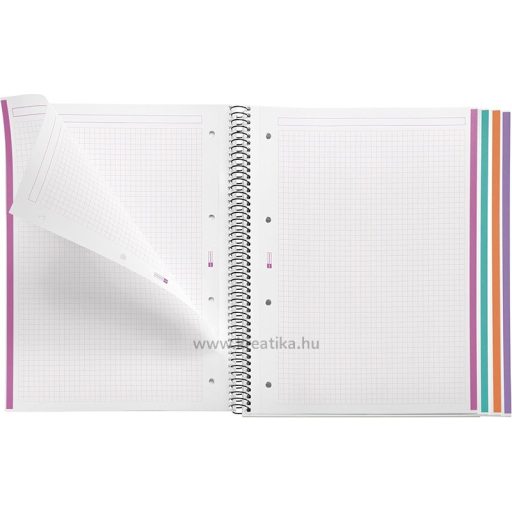 Spirálfüzet A/4 4x25 lapos, négyzetrácsos MQ "Leaves" Garden