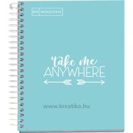   Spirálfüzet A/4 80 lapos, vonalas MQ "Messages" türkiz