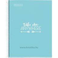   Spirálfüzet A/4 80 lapos, négyzetrácsos MQ "Messages" égkék