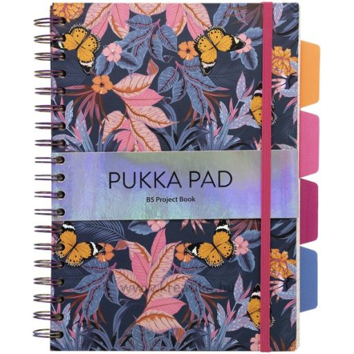 Spirálfüzet B/5 100 lapos, vonalas Pukka Pad "Project Book" Bloom