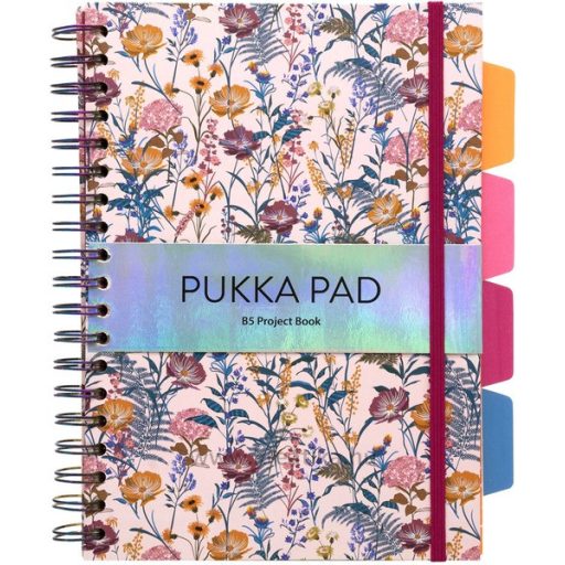 Spirálfüzet B/5 100 lapos, vonalas Pukka Pad "Project Book" Bloom