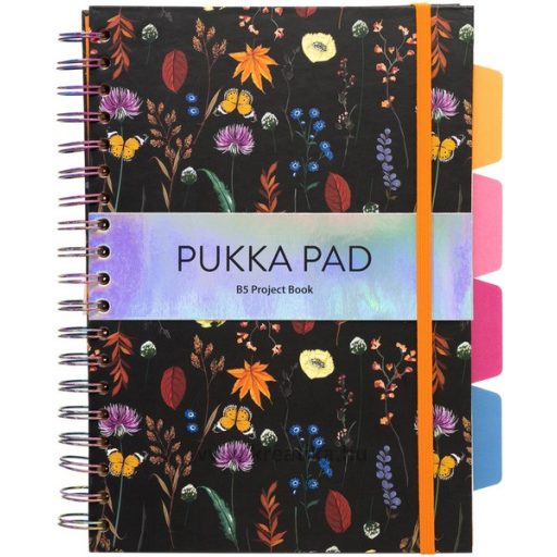 Spirálfüzet B/5 100 lapos, vonalas Pukka Pad "Project Book" Bloom