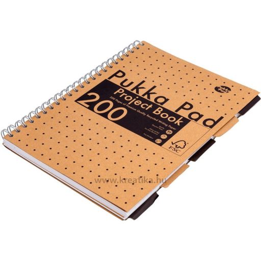 Spirálfüzet A/4 100 lapos, vonalas Pukka Pad "Project Book" Kraft