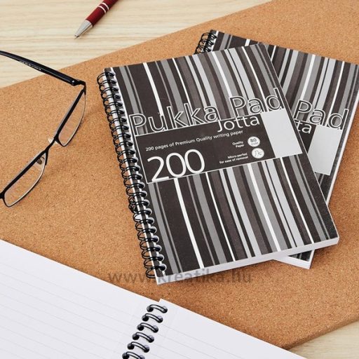 Spirálfüzet A/5 100 lapos, vonalas Pukka Pad "Jotta Pad" fekete-fehér