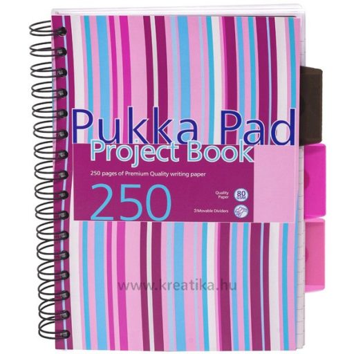 Spirálfüzet A/5 125 lapos, vonalas Pukka Pad "Project Book" vegyes színek
