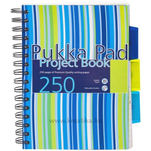 Spirálfüzet A/5 125 lapos, vonalas Pukka Pad "Project Book" vegyes színek