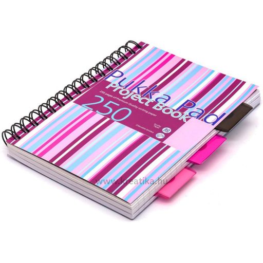 Spirálfüzet A/5 125 lapos, vonalas Pukka Pad "Project Book" vegyes színek