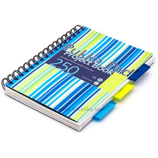 Spirálfüzet A/5 125 lapos, vonalas Pukka Pad "Project Book" vegyes színek