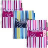   Spirálfüzet A/4 125 lapos, vonalas Pukka Pad "Project Book" vegyes színek