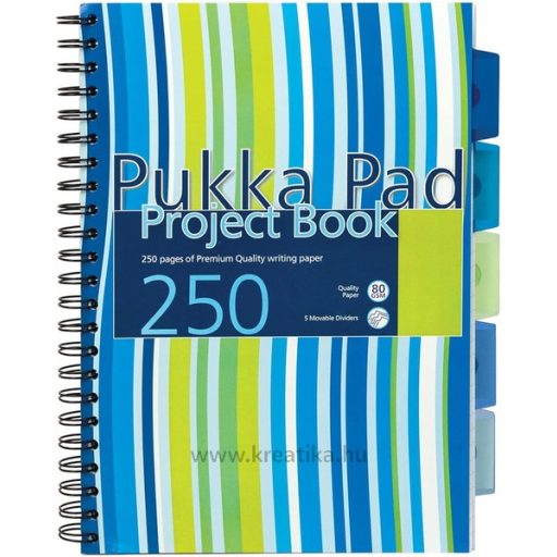 Spirálfüzet A/4 125 lapos, vonalas Pukka Pad "Project Book" vegyes színek