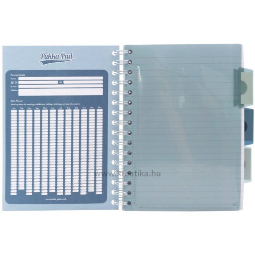 Spirálfüzet A/5 100 lapos vonalas Pukka Pad "Project Book" Haze
