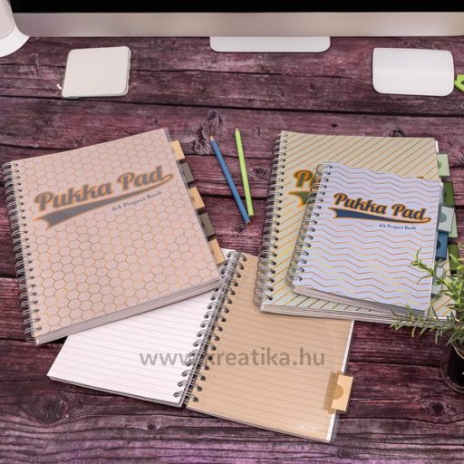 Spirálfüzet A/5 100 lapos vonalas Pukka Pad "Project Book" Haze