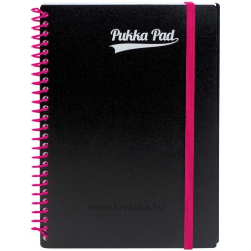 Spirálfüzet A/5 100 lapos, vonalas Pukka Pad "Jotta Pad" Neon fekete